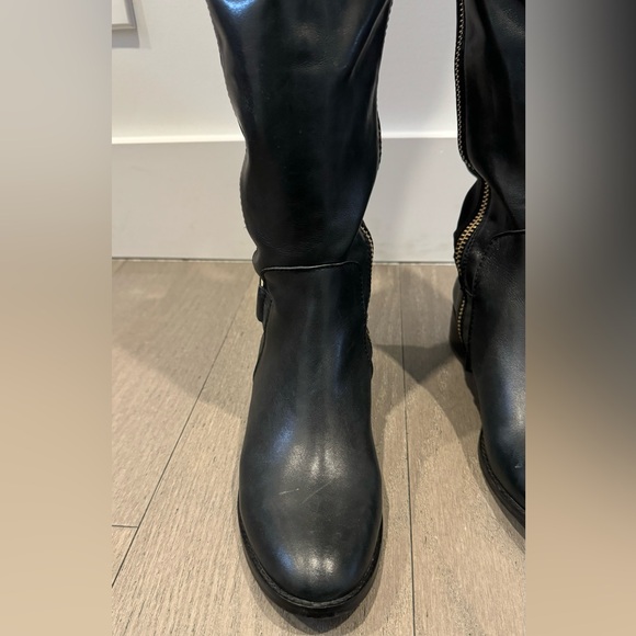 Steve Madden Riding Boot Black with Gold Zippers - Picture 5 of 11